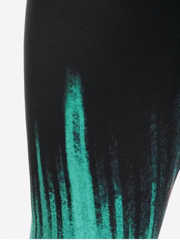 Plus Size High Waist Ombre Color Capri Leggings
