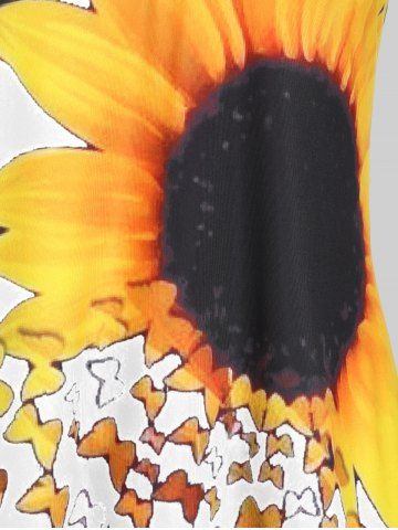 Plus Size Sunflower Print Crisscross Sundress