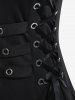 Robe Mi-Longue Haute Basse Gothique Bouclée de Grande Taille à Lacets - Noir 