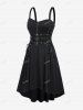 Plus Size Grommets Lace Up Buckles Zipper High Low Midi Dress -  