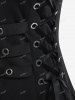 Plus Size Grommets Lace Up Buckles Zipper High Low Midi Dress -  