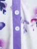 Plus Size V Neck Floral Print Blouse -  