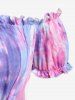 Plus Size Tie Dye Off The Shoulder Lace Up Tee -  
