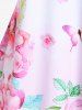 Plus Size 3D Butterfly Flower Printed Short Sleeves Tee -  