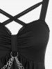 Plus Size Backless Chains Criss Cross Solid Gothic Tank Top -  