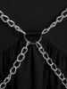 T-shirt Gothique à Epaule Dénudée en Couleur Unie Grande Taille avec Chaîne - Noir M | US 10