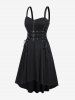 Plus Size Gothic Buckled Lace Up High Low Midi Dress -  