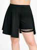 Gothic Crisscross Lace Panel Tunic Tank Top and Buckle Shorts Plus Size Summer Outfit -  