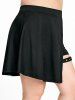 Gothic Crisscross Lace Panel Tunic Tank Top and Buckle Shorts Plus Size Summer Outfit -  