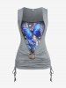 Cinched Butterfly Twofer Tank Top and Leggings Plus Size Summer Outfit -  