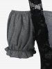 Plus Size Lace Panel Ruched Two Tone Cold Shoulder Handkerchief Dress -  
