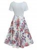 Vacation Twisted Cut Out Flower Print High Waist A Line Midi Dress -  