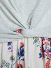Vacation Twisted Cut Out Flower Print High Waist A Line Midi Dress -  