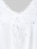 T-shirt Mouchoir Tunique Panneau en Dentelle à Epaule Dénudée Grande Taille - Blanc 1X | US 14-16