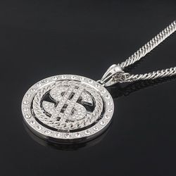 Rotary Dollar Hiphop Pendant Necklace - SILVER