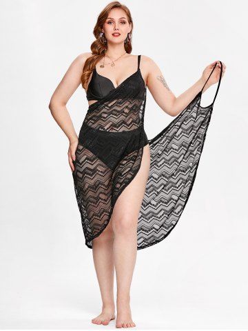Plus Size & Curve Open Back Wrap Cover Up Dress - BLACK - 3X | US 22-24