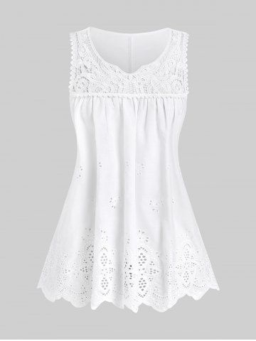 Tank Top Broderie Anglaise - WHITE - 1X | US 14-16