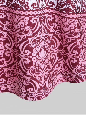 Plus Size Floral Tribal Print Casual Tee