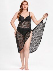 Plus Size & Curve Open Back Wrap Cover Up Dress -  