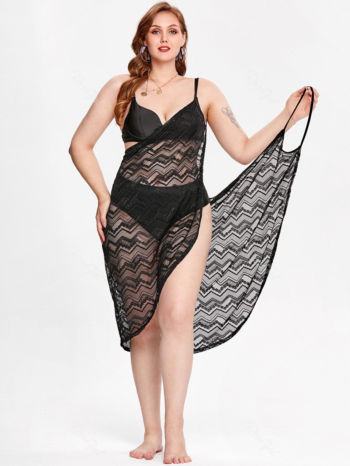 Online Plus Size & Curve Open Back Wrap Cover Up Dress  