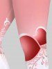 Legging Corsaire Moulant à Imprimé Cœur à Taille Haute de Grande Taille - Rose clair S | États-Unis 8