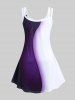 Plus Size Colorblock Heart Floral Print Crisscross Sundress -  