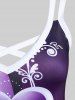 Plus Size Colorblock Heart Floral Print Crisscross Sundress -  