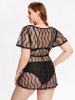 Plus Size See Thru Lace Plunging Cover Up Dress -  