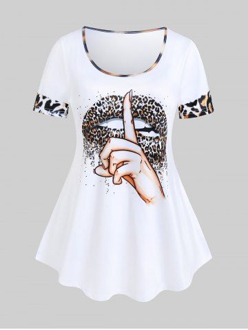 Camiseta con Estampado de Leopardo Gestura Talla Extra - WHITE - 5X | US 30-32