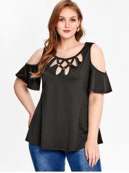 Plus Size Cutout Cold Shoulder Tee -  