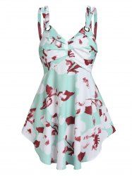 Flower Print Double Straps Tank Top -  