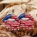 USA Independence Day American Flag Lip Pattern Drop Earrings -  