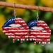 USA Independence Day American Flag Lip Pattern Drop Earrings -  