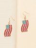 Patriotic Independence Day American Flag Rhinestone Drop Earrings -  