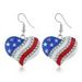 USA Independence Day Heart Shape Pendant Necklace And Drop Earrings Set -  