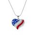 USA Independence Day Heart Shape Pendant Necklace And Drop Earrings Set -  