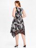 Plus Size Plunge Lace Panel Paisley Print Handkerchief Midi Dress -  