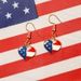 USA Independence Day Heart Shape Drop Earrings -  