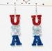 Patriotic Independence Day Letters USA Drop Earrings -  