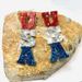 Patriotic Independence Day Letters USA Drop Earrings -  