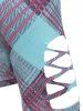 Plaid Print Insert Cut Out Colorblock Elastic Waist Summer Casual Capri Leggings -  