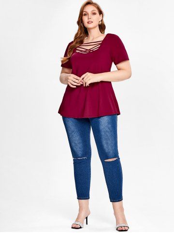 Plus Size Crisscross Casual Tee