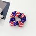 Patriotic American Flag Stripe and Star Print Satin Scrunchie -  