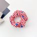 Patriotic Independence Day Stripe and Star Print Satin Scrunchie -  