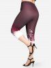 Cowl Neck Cinched Lace Tank Top and Capri Leggings Plus Size Summer Outfit -  