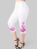 Cold Shoulder Butterfly Lace Empire Waist Tee and Capri Leggings Plus Size Summer Outfit -  