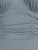 Ruched Textured Puff Sleeve Skirted One-piece Swimsuit -  