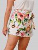 Floral Print Blouse with Lace and Belted Shorts Plus Size Summer Outfit -  