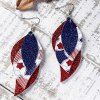 USA Independence Day Sparkle PU Leaf Layered Dangle Earrings -  