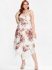 Plus Size Lace Panel Floral Print Handkerchief Midi Sundress -  